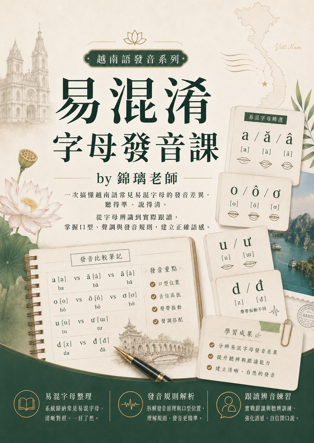 【VN106】易混淆字母發音課 by 錦璃老師 (真人教學課)