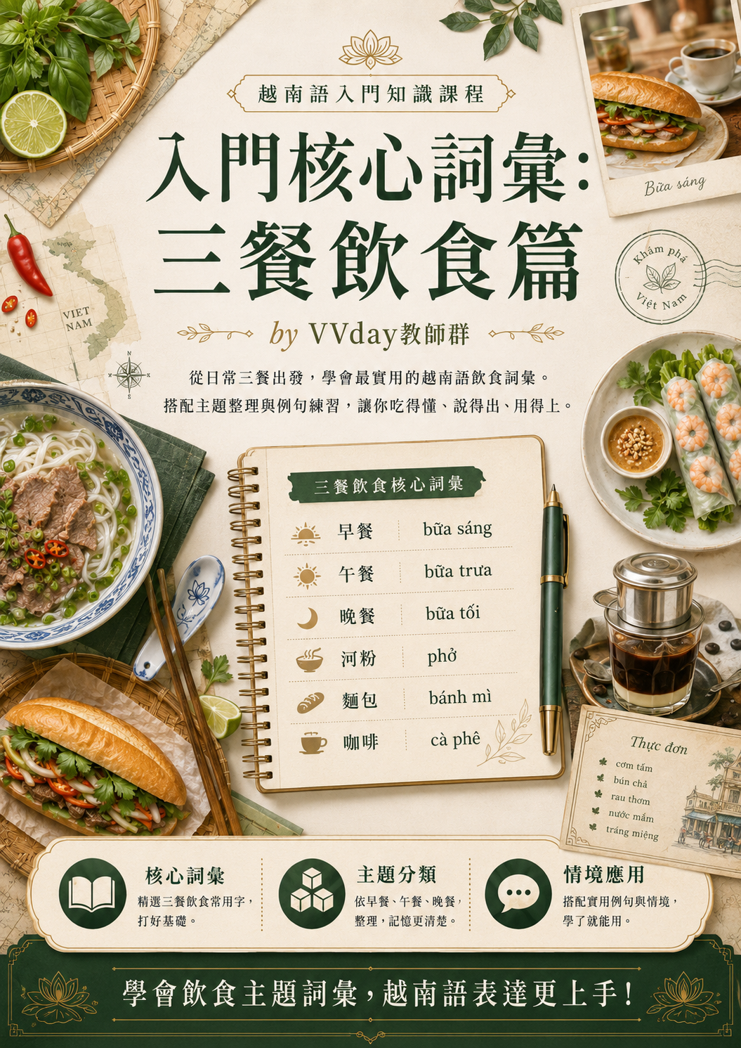 【VN324】入門核心詞彙：三餐飲食篇 by VVday教師群 (圖文影音課)