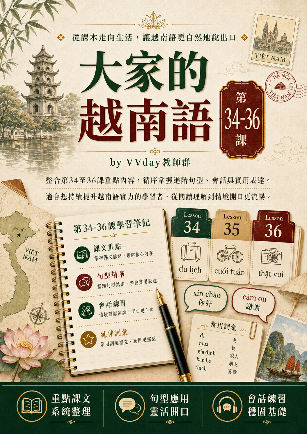 【VN404】大家的越南語第34-36課 by VVday教師群 (圖文影音課)