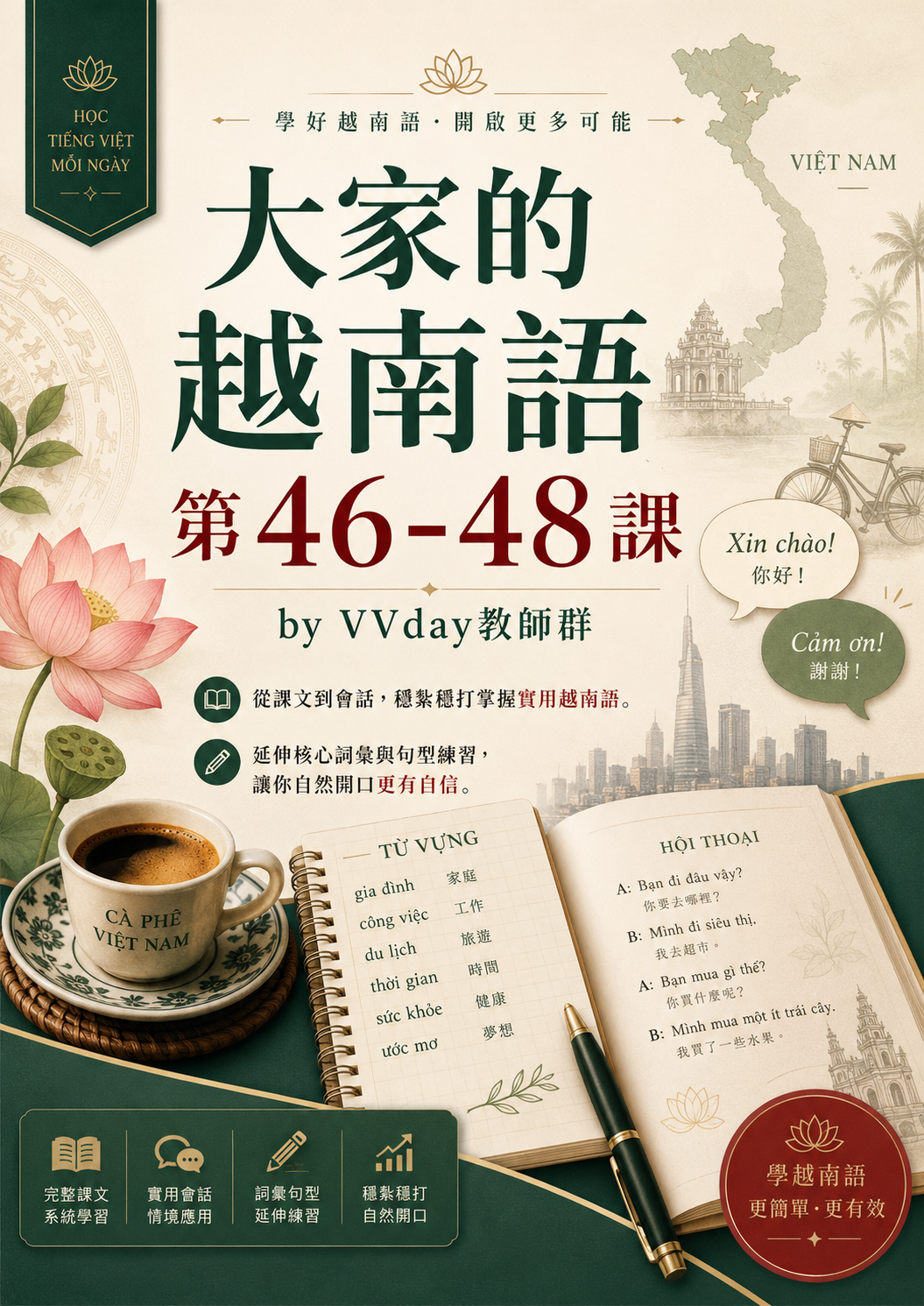 【VN408】大家的越南語第46-48課 by VVday教師群 (圖文影音課)